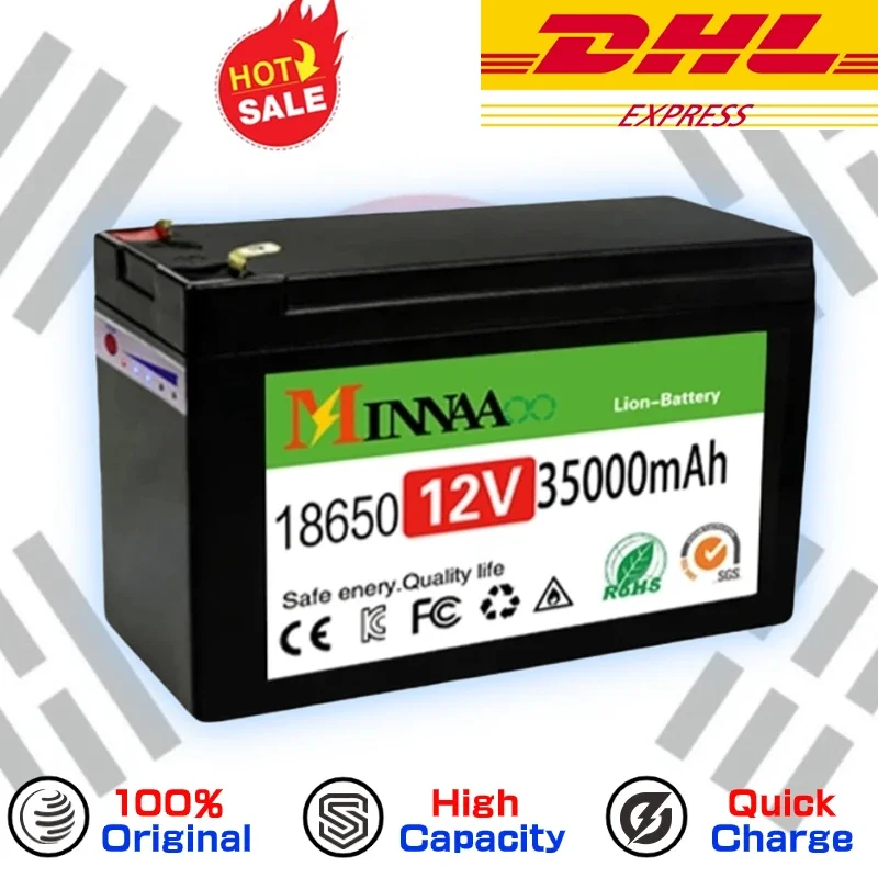 

DHL Ship 12V 120Ah Built-In High Current 30A BMS 18650 Lithium Battery Pack For Electric Vehicle Batterie +12.6V Charger