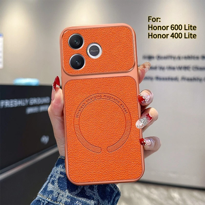 Lychee Pattern Magnetic Ultra-Thin Case with Wireless Charging Compatibility