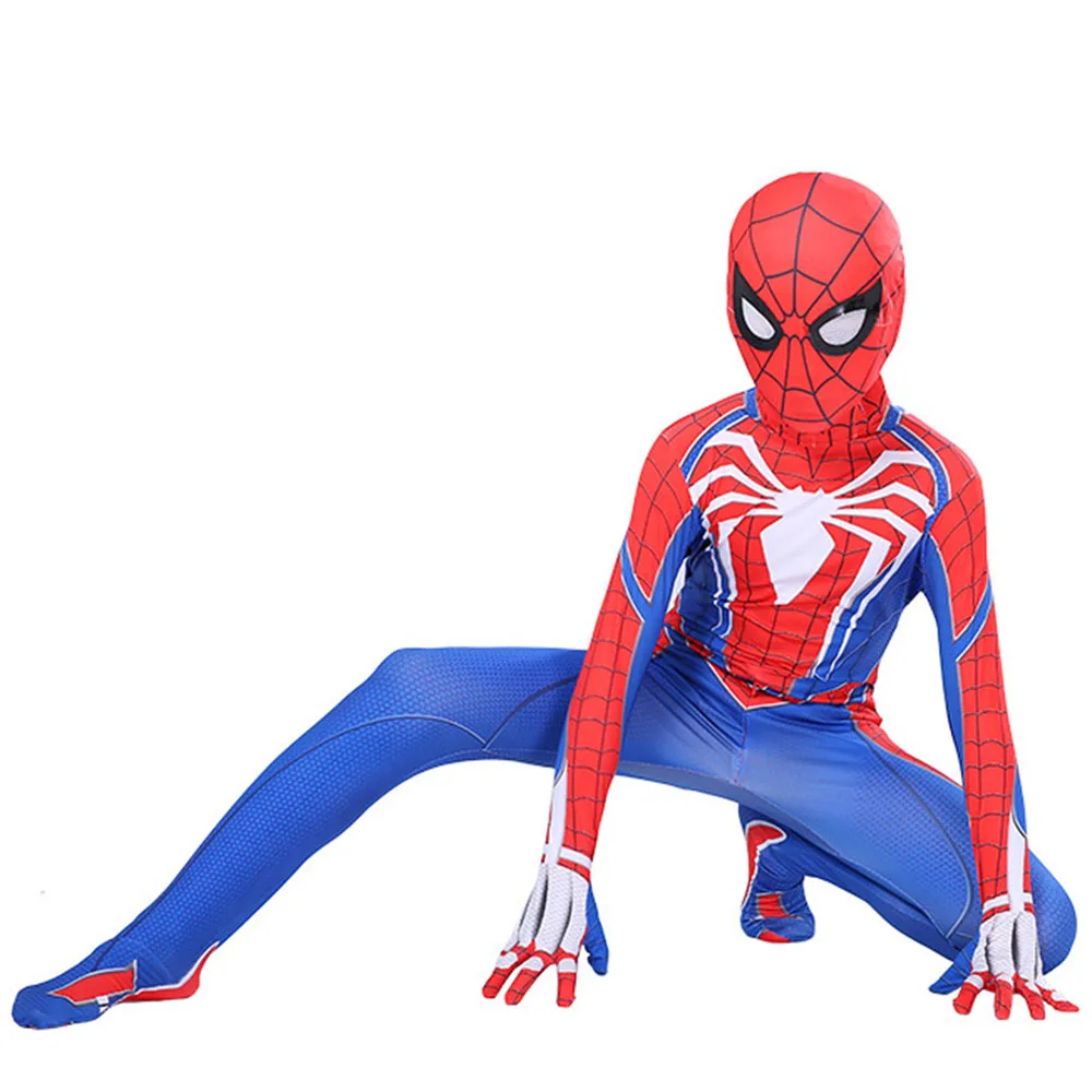 Kids Cosplay Costume Spider Man Cosplay Jumpsuit Bodysuit Zentai Halloween Iron Spiderman Peter Parker Superhero Jumpsuit Set