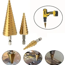 

4-12/4-20/4-32MM HSS Titanium Coated Step Drill Bit High Speed Steel Wood Hole Cutter Cone Drilling Power Woodworking Tools