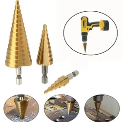 Foret étagé à revêtement en titane HSS 4 12/4 20/4 32MM, acier rapide, coupe trou pour le bois, cône, outils de perçage pour le travail du bois 
