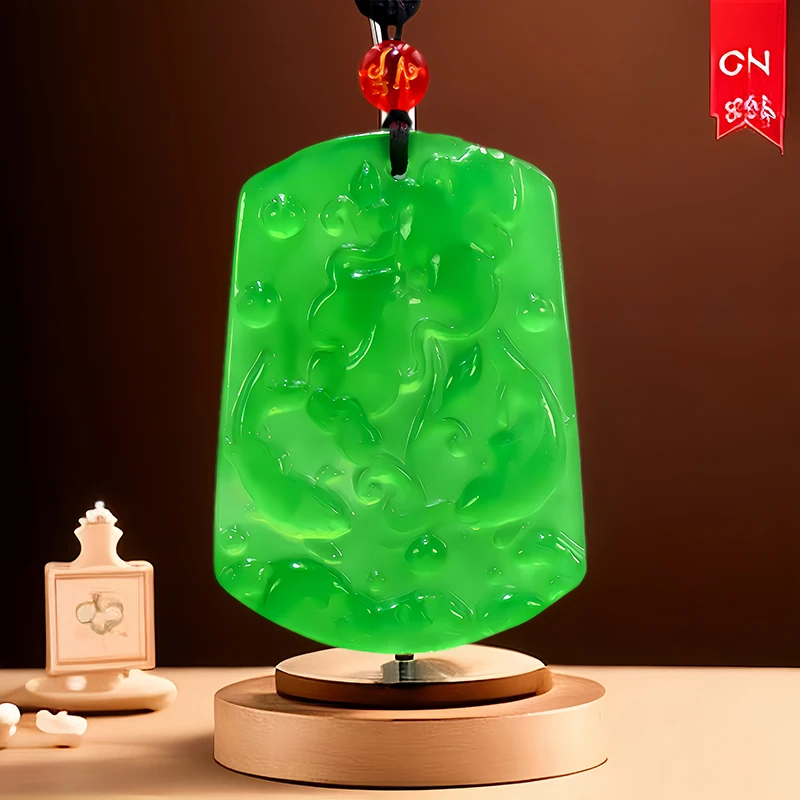 

Green Real Jade Lotus Pendant Necklace Stone Carved Jewelry Accessories Charm Gift Luxury Natural Vintage Amulet Gemstone Men
