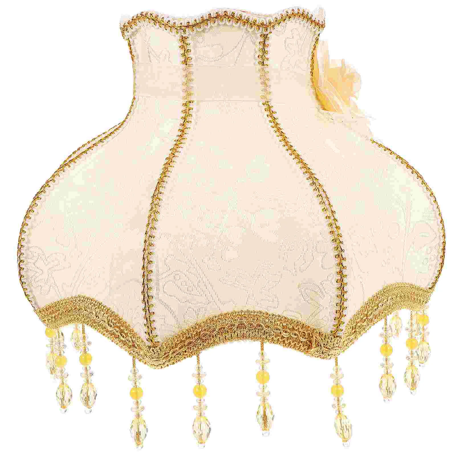 

European Style Lampshade Vintage Barrel Lampshade Retro Art Bead Lace Lampshade Scallop Dome Lamp Shade Living Room Bedroom E27