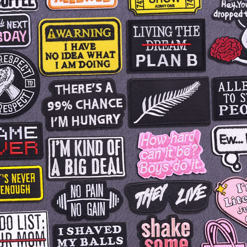 Buchstaben/Wörter Stickerei Patch Eisen auf Patches für Kleidung thermoadhäsive Patches auf Kleidung DIY Nähen Abzeichen schmelzbaren Patch