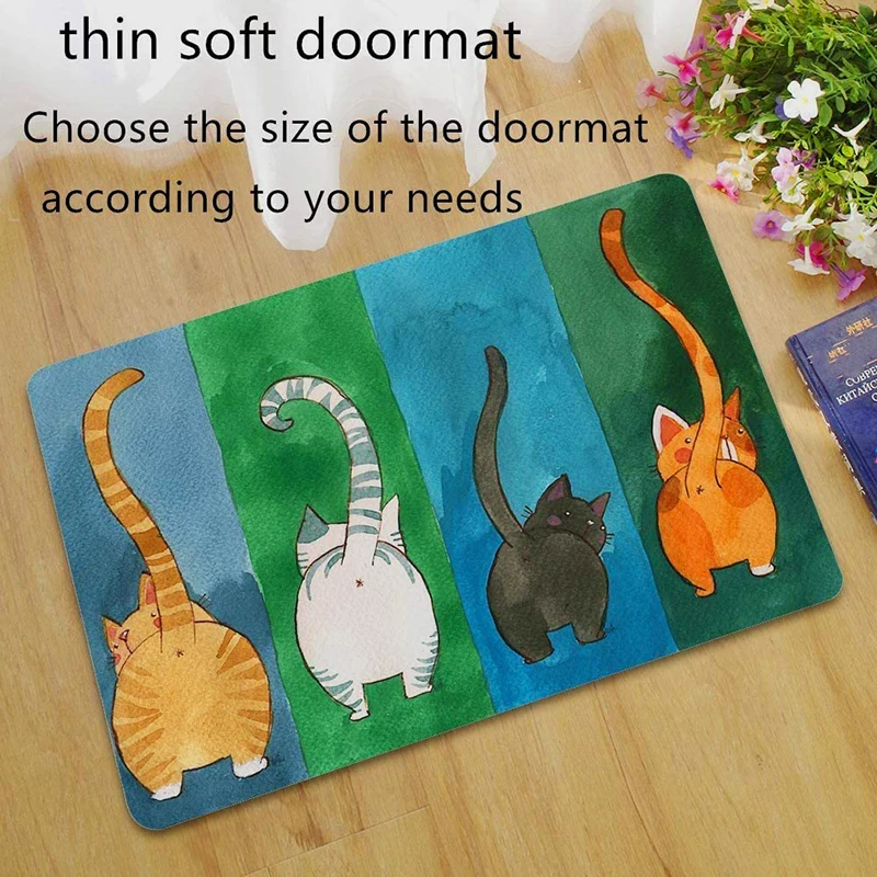 Tapete de porta meio redondo de gato personalizado nome de texto, bonito desenho  animado animal gatos tapetes de porta interna para entrada tapete de porta  frontal traseira tapete antiderrapante absorvente tapete de