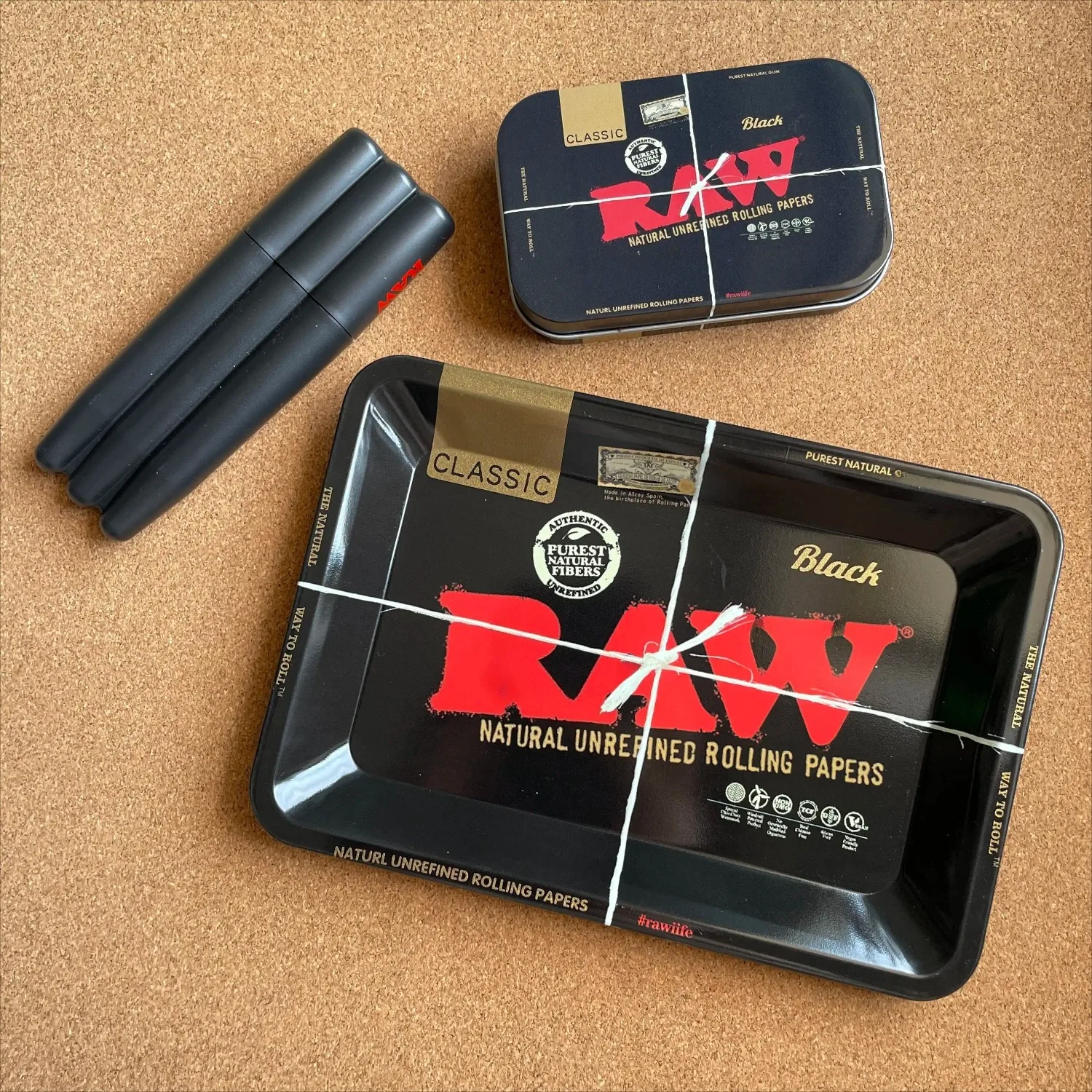 Rolling Tray Tin Box and Plastic Tube Combo 3pcs