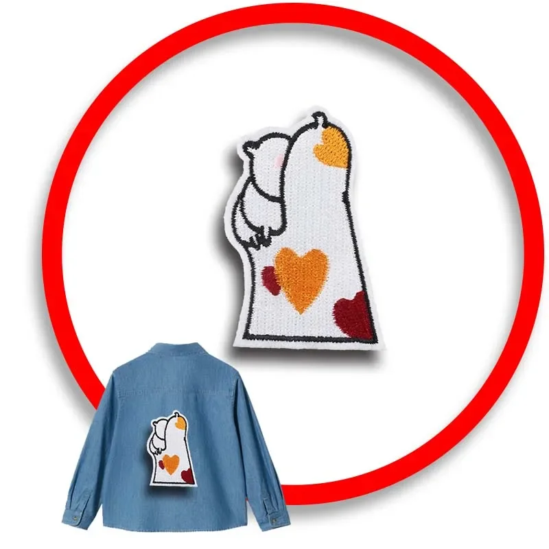 

1pcs Patch Stickers Iron On Patches for Clothing Sewing Cat Paw Embroidery Fusible Applique Badge Bag Decoration Stripes