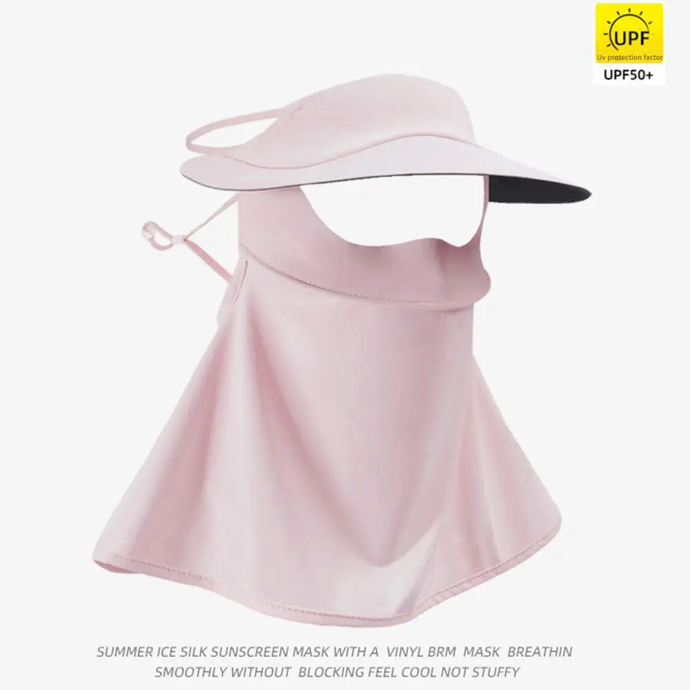 

Wide Brim Beach Hat Breathable Sun Hat with Face Guard Foldable Quick-drying Protection for Summer Solid Color Ice Silk Beach