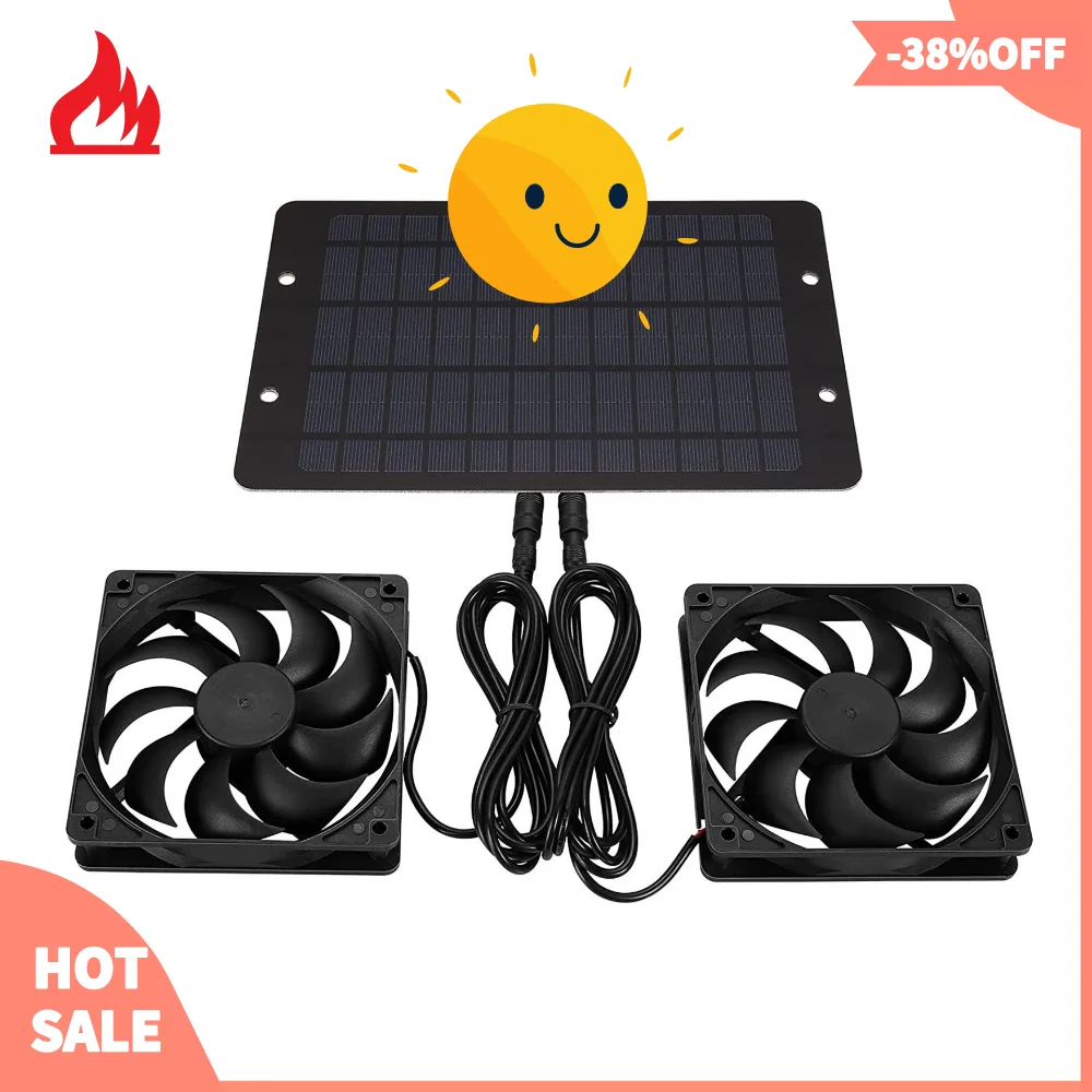 Zonnepaneel Aangedreven Ventilator voor Kippenhok, 12V 10W Waterdichte Zonne -uitlaatventilator voor Kassen Draagbare Zonnepaneel Ventilatorkit voor Hondenhuizen, Zonneventilator