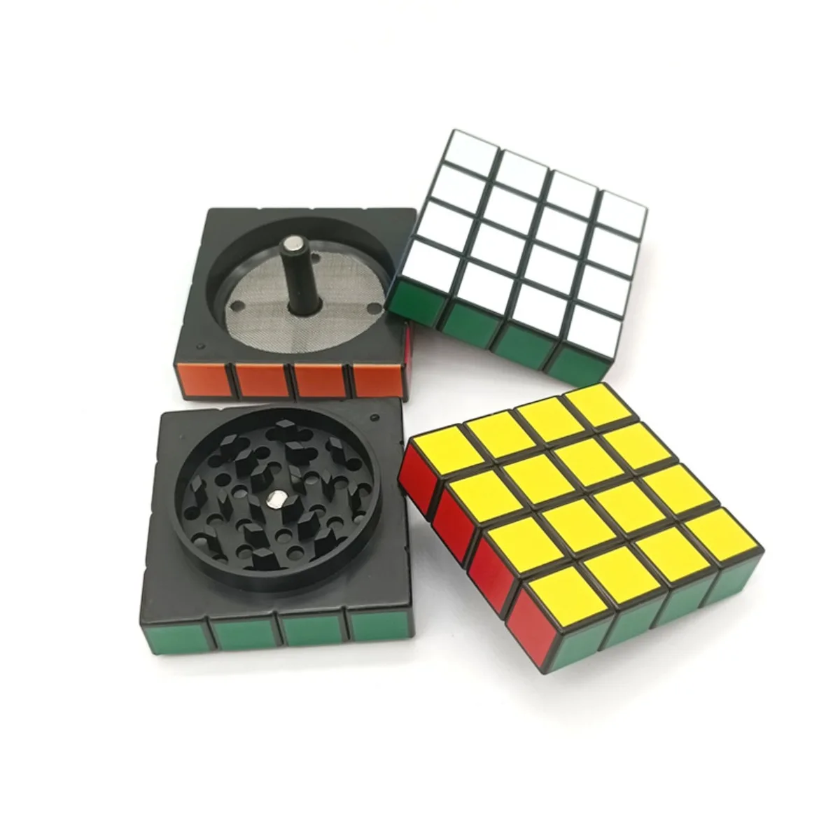 58mm Rubik Cube Herb Grinder 4-layer Pepper Mill Large Salt Spice Mortar Metal Tobacco Grass Raw Grinder Smoking Kitchen Tool salt and pepper grinder,nut spice grinder,herb grinder,herb spice grinder