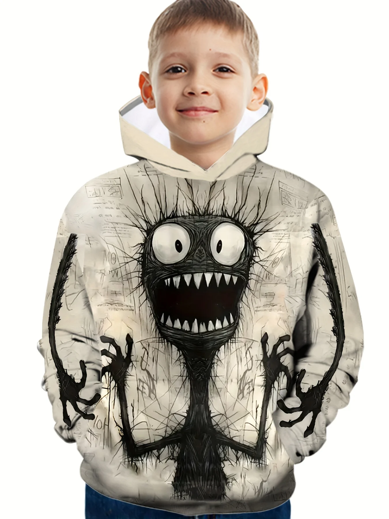 thumbnail image 1 of Ropa para niños, sudadera con capucha de manga larga con estampado de dinosaurio rugiente para niños, sudadera de otoño e invierno, ropa de casa para niños, 1 of 5