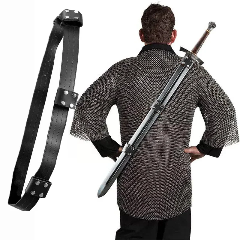 Cavaliere Medievale Spalla Posteriore Porta Spada Fodero Fodero Hyrule Zelda Viking Pirate Cosplay Costume Pu Leather Rapier Holster