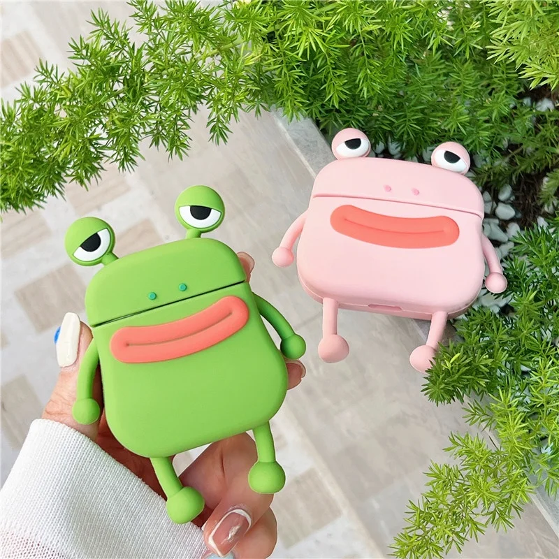 

Case Airpods1 2 3 Airpods Pro Airpods Pro 2 Case Bluetooth Earbuds Earplug Cover Cute Cartoon Green Frog Soft Rubber Case