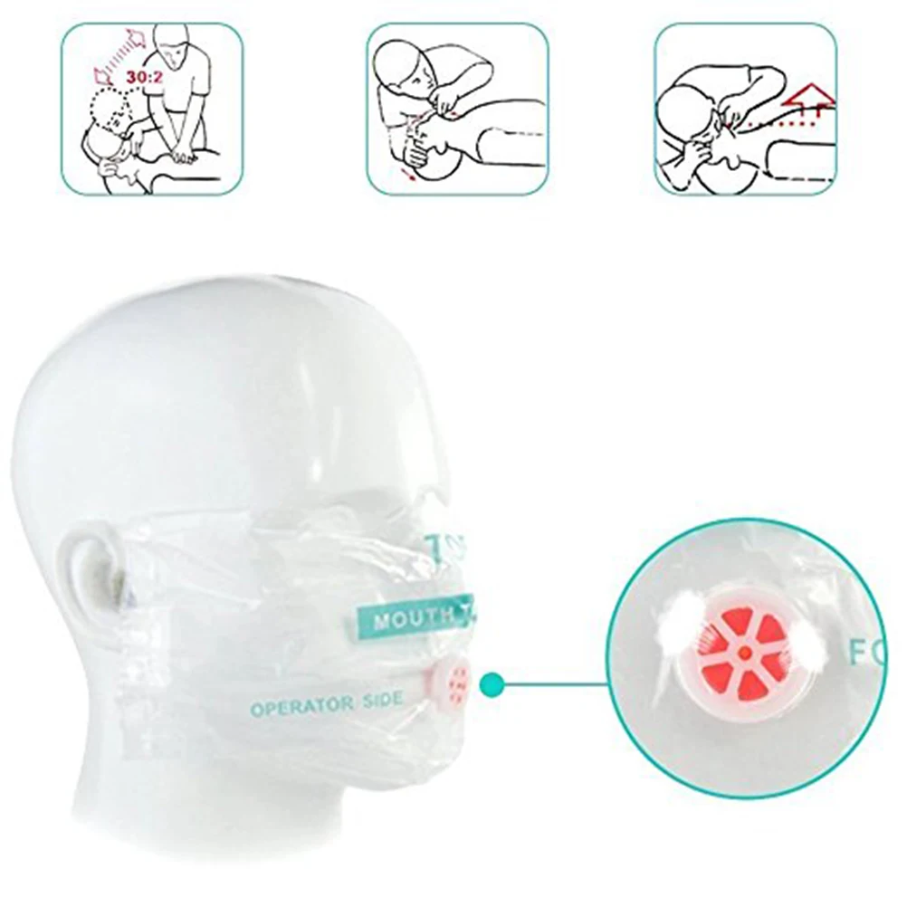 First Aid Mask 5/6/8/10pcs Outdoor Emergency Use CPR Mask Face Mask Disposable Travel CPR Keychain Ring