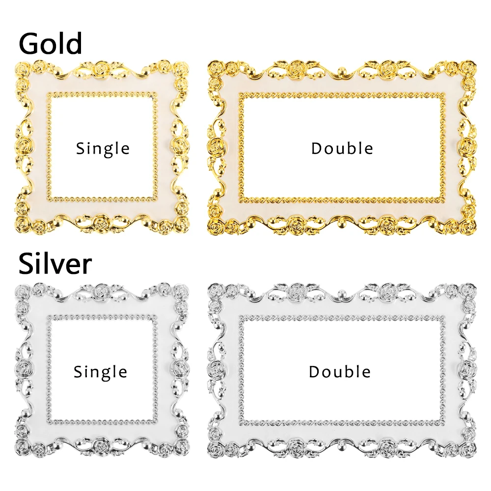 Elegant Light Switch Cover Rose Edge Single and Double Surround Socket Frame Gold Silver Wall Sticker Home Decoration