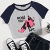 Rose Rosie APT. Bruno Mars Girls Crop Shirts Color blocked short sleeves O-Neck Top 5