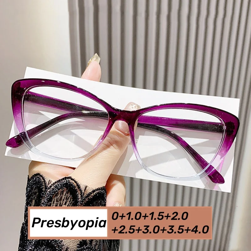 Trendy Luxury Cat Eye Anti-blue Light Reading Glasses