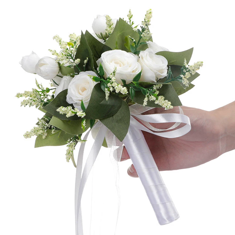 Bouquet Corsage, Guador 2 Set Artificiale Fiore di Rosa Spilla Rose da Polso Set di Bouquet a Braccialettoda Polso per Damigella D'onore Accessori per Matrimonio per Matrimoni e Balli Studenteschi