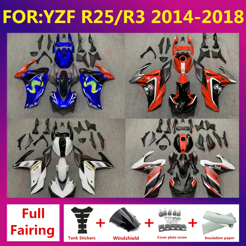 

New ABS Motorcycle Accessories For Fit YAMAHA YZF R3 R25 2015 2016 2017 2018 Fairings Kit Bodywork Shell Custom fairing zxmt