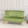 2-Seat Kid Sofa Couch with Velvet Fabric,Kid Sofa Chair with Wooden Frame for 3-6 Age Children Gift,35.6" Length, Grass Green 1