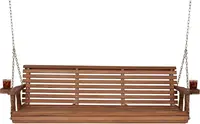 Amish Casual 6 Foot Roll Back Porch Swing Cup Holders Oak Stain Amish Made in The USA From Treated Pine Heavy Duty 700 LB. 1