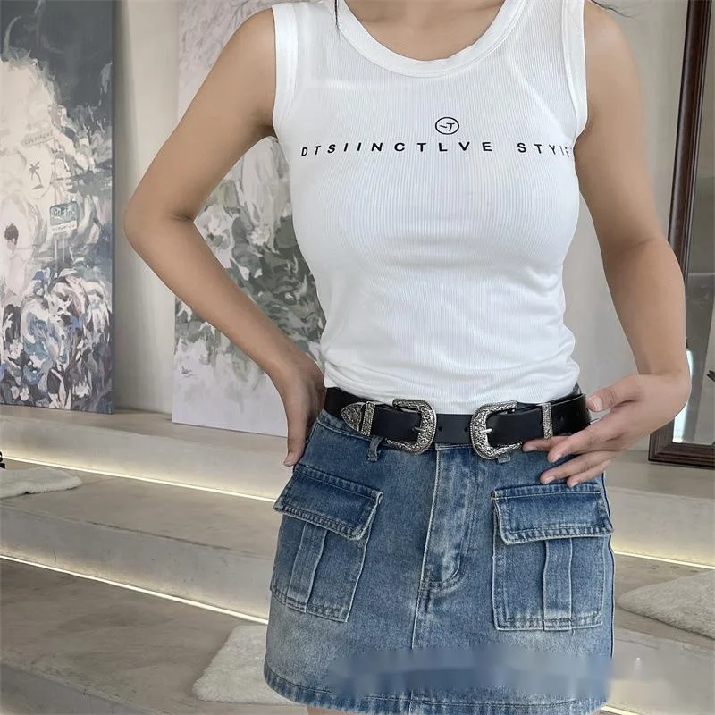 New Spicy Girl Doppia Testa Fibbia ad Ago Pantaloni Stile Semplice da Donna Cintura Tendenza Moda 23 Stagioni_voghion.com