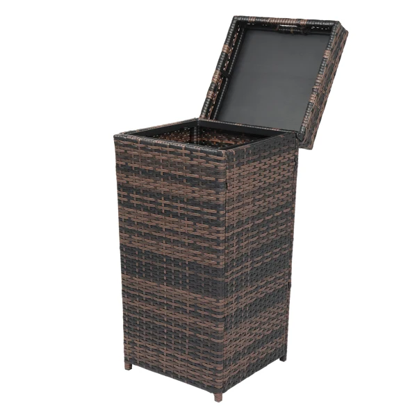 

With Top Cover Iron Frame Rattan Trash Can Brown Gradient