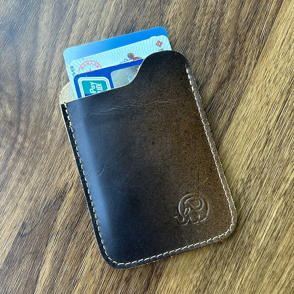 Leather Wallet Card Holder Slim Minimalist Leather Card Holder Wallet Credit Card Leather Case Sleeves fit for 3 to 5 cards