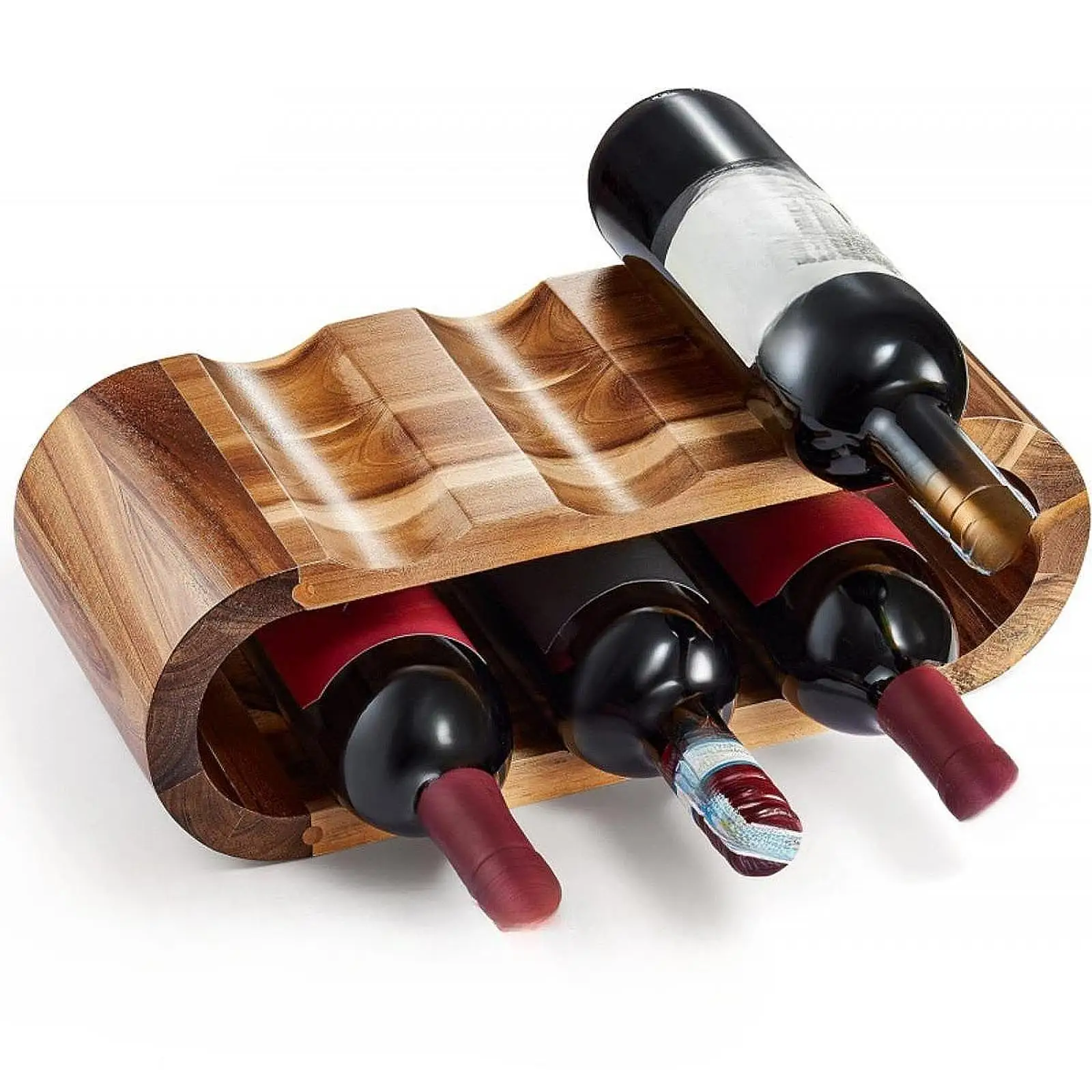 Wood Wine Rack Wine Cellar Storage Champagne Bracket Rack Countertop Display Storage Shelf for Bar Home Cabinet Kitchen