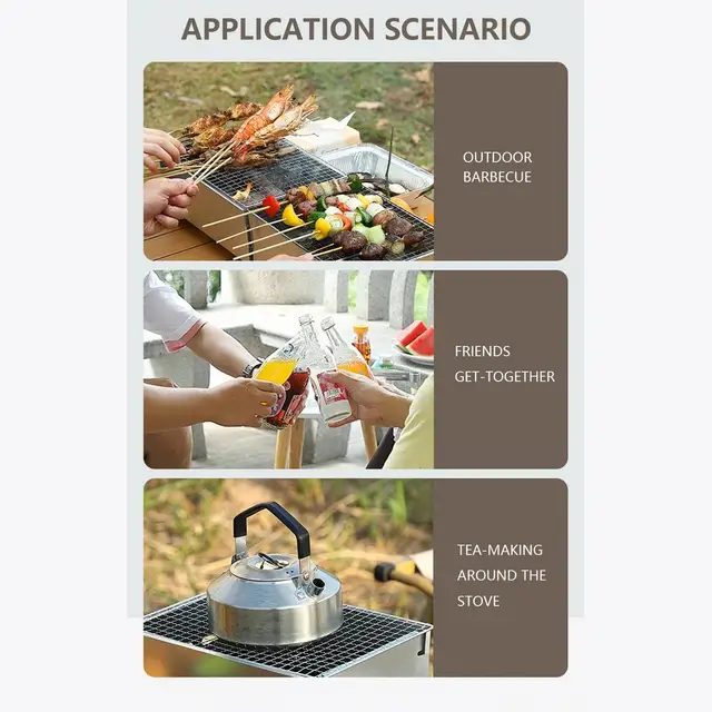 Griglia Da Campeggio Pieghevole In Ferro - 55x30 Cm - Per Barbecue E Falò All'Aperto - Leggera E Portatile - Foto 6