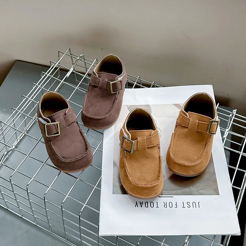 Children's casual Boken shoes, boys' retro single shoes spring new item, girls' frosted leather soft sole Korean version