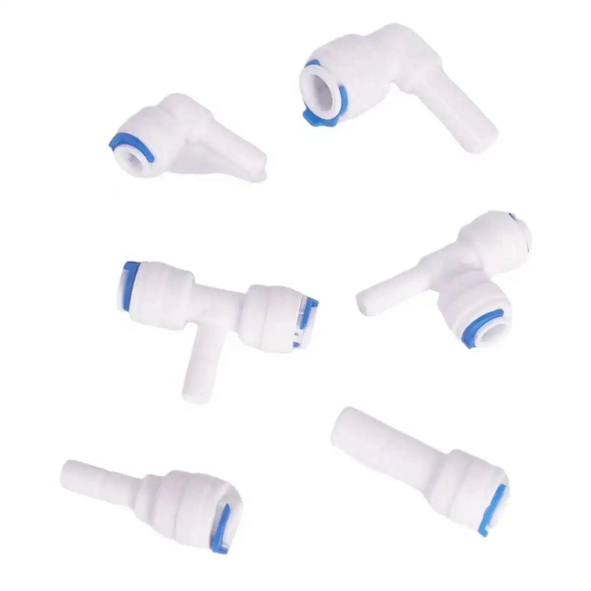 Fit for 1/4" 3/8" OD Tube Pushfit 1/4" 3/8" Plug End Cap Elbow Tee Connector Fitting Aquarium Reverse Osmosis RO Water Dispenser