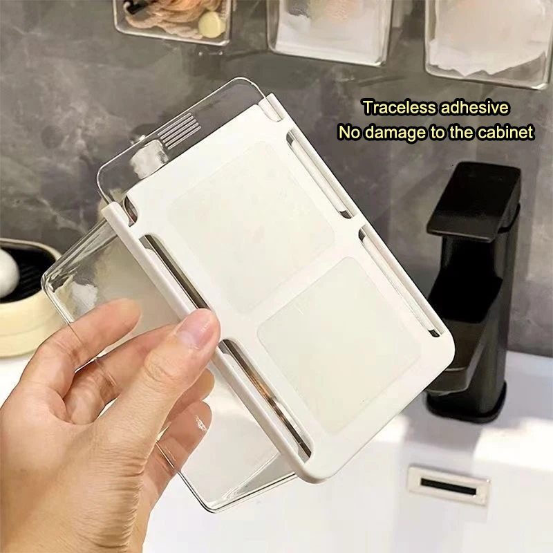 Drawer Style Storage Box Under The Mirror Cabinet Transparent Bathroom Cotton Stick Makeup Cotton Bathroom Pull-Out Storage 4