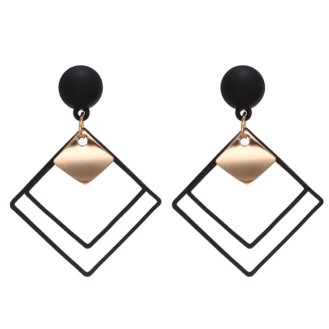 Vintage Drop Earrings For Women Gold/Silver Color Big Geometric Statement Earring 2019 Fashion Earring India Jewelry