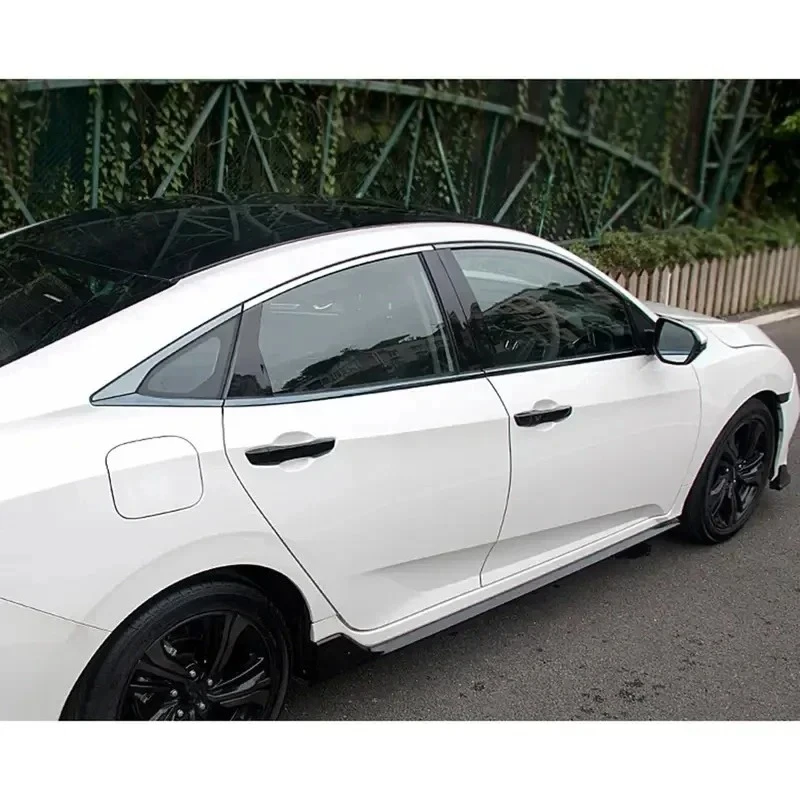 For Honda Civic 10th Gen 2016-2021 Car Carbon Fiber Style Black Exterior Door Handle Moulding Cover Trim W/Keyless Entry LHD