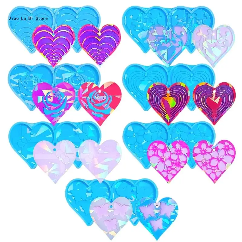 

Holographical Earwear Mold DIY Holiday Earrings Moulds Heart Pendant Mold Silicone Jewelry Molds Making Tools XXFD