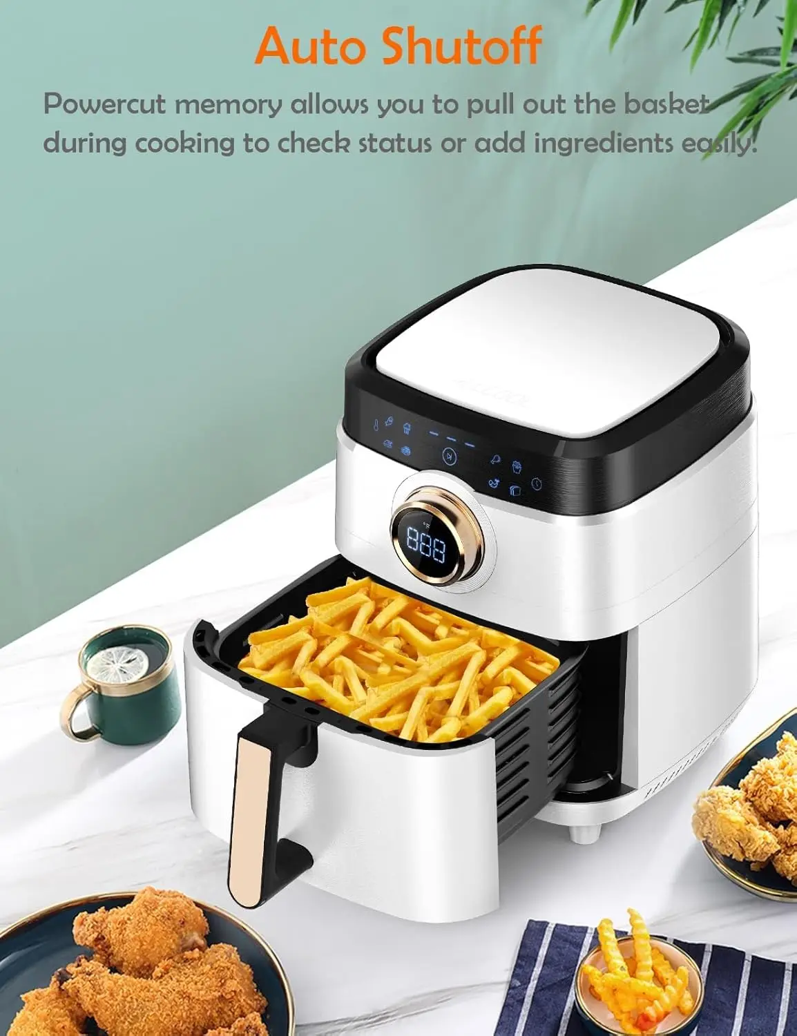 Airfryer Oven 8QT Large 1700W 8-in-1 with Touch Screen Air Fryers Dishwasher Safe Nonstick Basket Freidora de 6