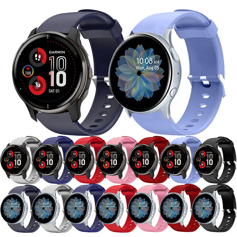 Per Garmin Venu 2 Plus Sq Cinturino Da Polso Sportivo In Silicone Per Samsung Galaxy Watch Active 2 40Mm 44Mm Gear S2 Chainwatchband