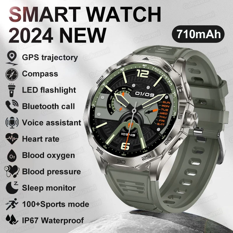 Смарт-часы мужские водонепроницаемые, 1,85 дюйма, GPS, IP68
