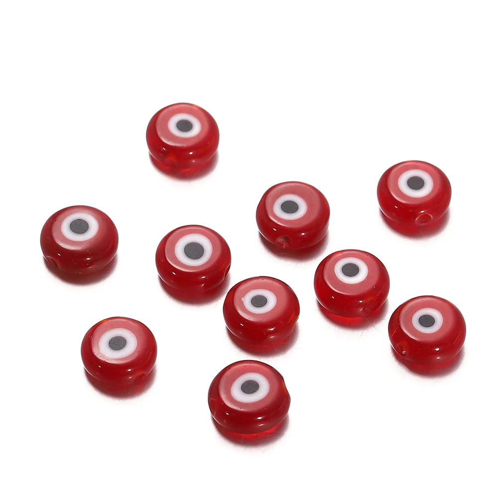 thumbnail image 1 of Lote de 20/30 cuentas sueltas de cristal de ojo malvado de forma redonda y plana de 6/8 mm para pulseras y collares de mujer, suministros para manualidades, 1 of 5