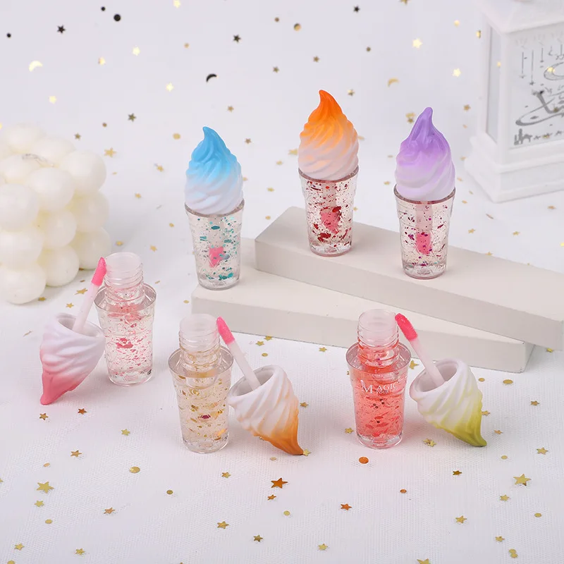 リップグロス 4色セット アイスクリームコーン型　セット売り リップグロス 4色セット アイスクリームコーン型セット売り