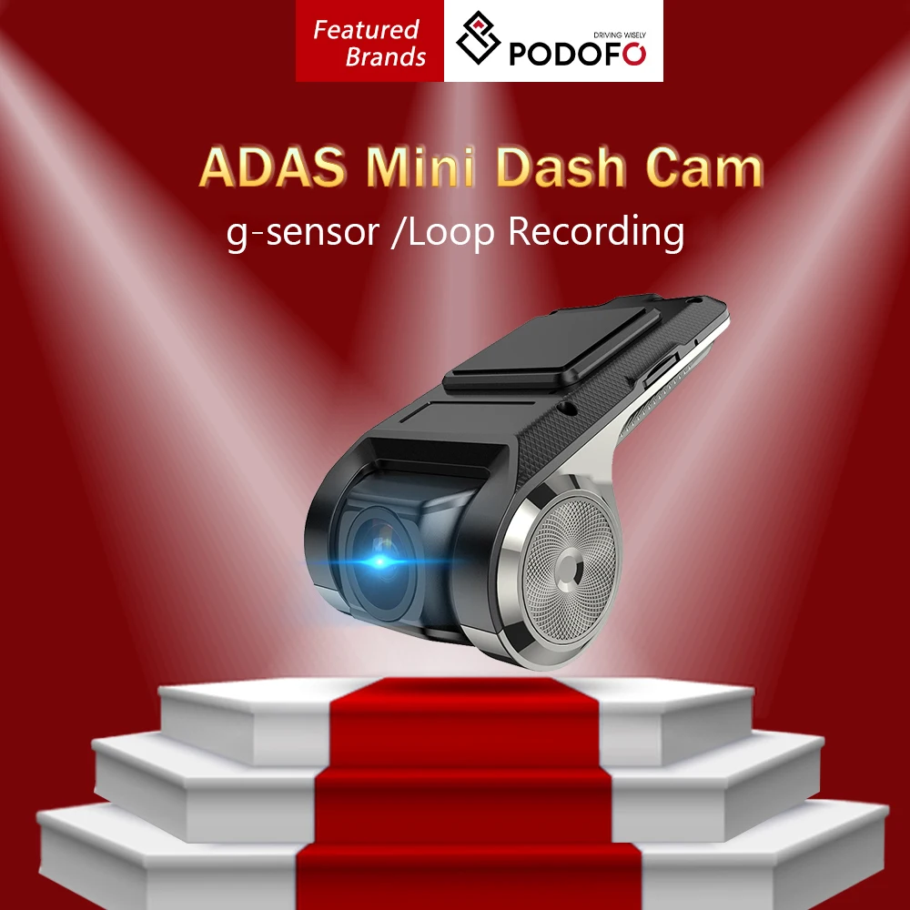 Dash Cam Podofo ADAS Car DVRs Android Multimedia Player Full HD DVR Dash Cam Camera LDWS Mini Auto Recorder 720P USB TF Auto Car Recorder