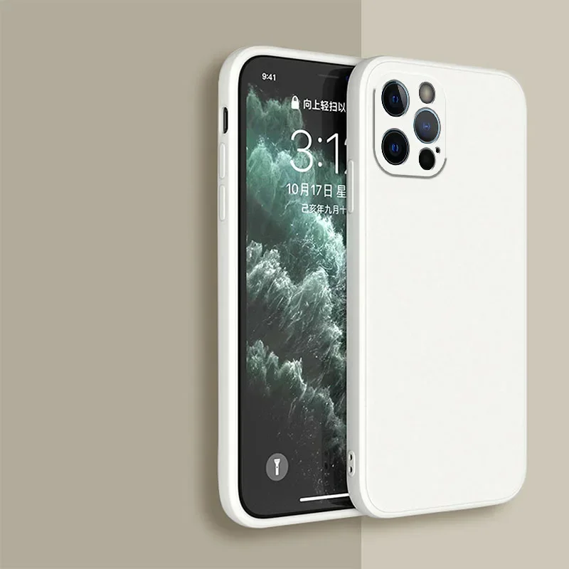 Sleek Black Liquid Silicone Phone Case - Soft and Durable Back Cover