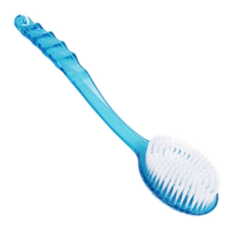 3X massaggiatore per la pulizia della pelle con manico lungo in plastica per il bagno della doccia con spazzola per la schiena blu