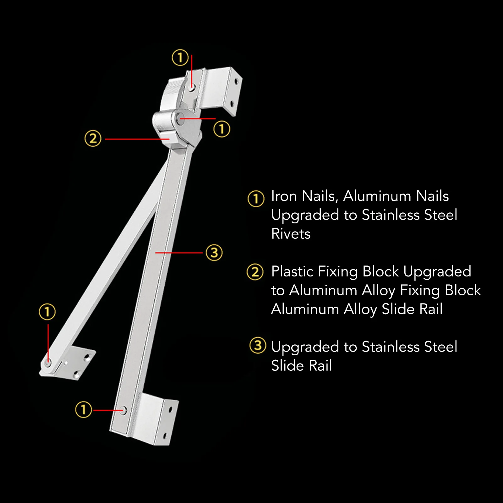 Window Wind Brace Easy Installation Strong Stability T Shape Adjustable Casement Window Hinge Aluminum Alloy Silver for Home