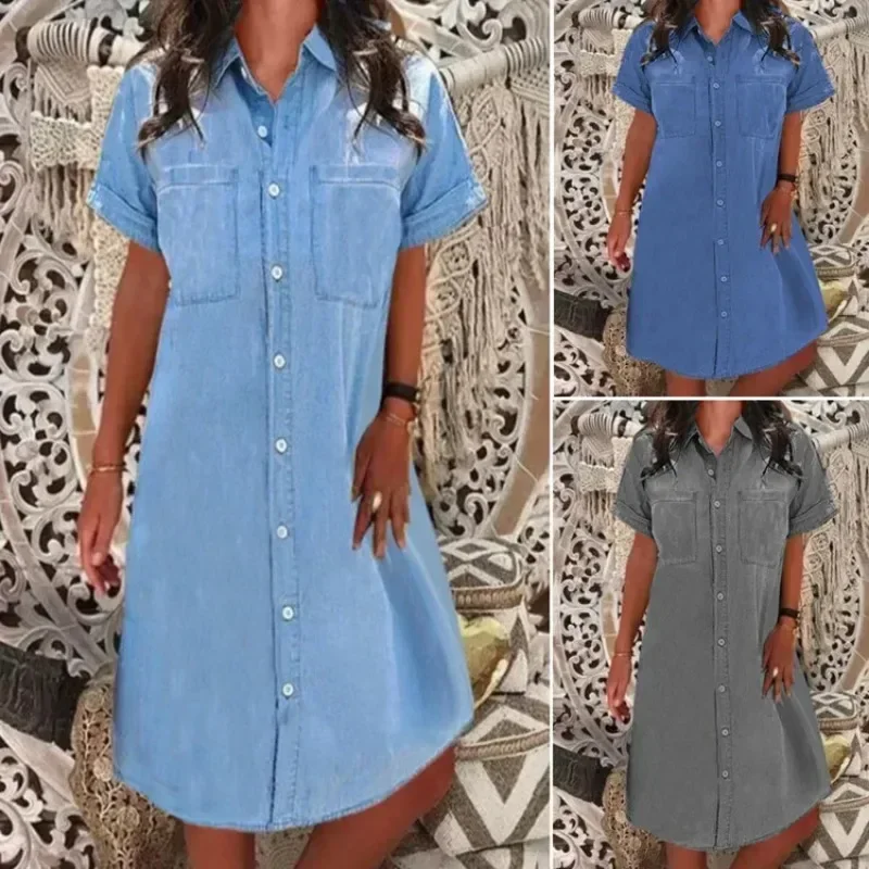 WAMIQA | Trendy Sleeveless Denim Dress | Two-Color Blue Women's Summer Mini Outfit main image 1