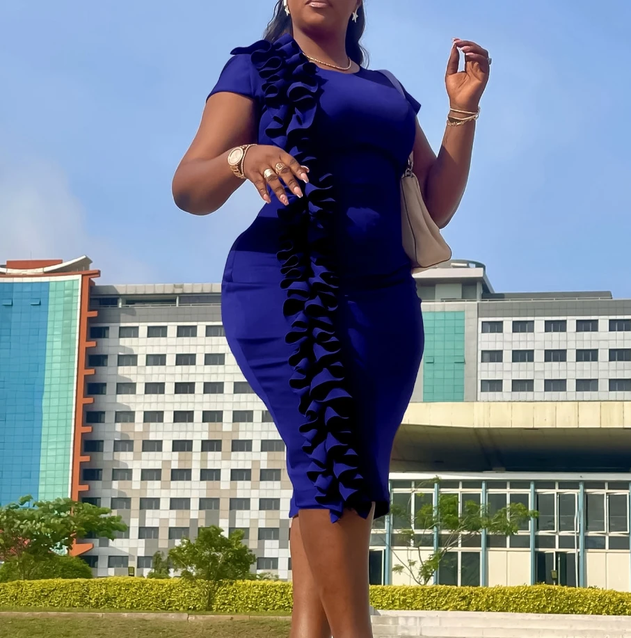 

Женская облегающая юбка с оборками на бедра, элегантное Стильное элегантное платье с оборками на ягодицах, профессиональное Деловое платье с высокой талией, лето 2024