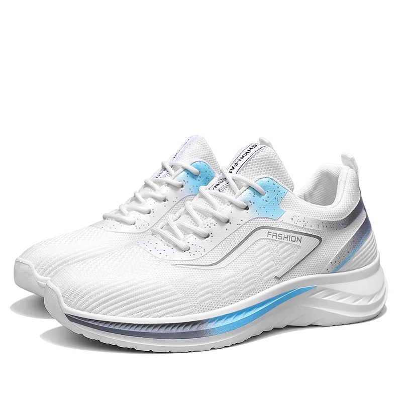 

New Men's Shoes Flats Autumn Casual Knitted Mesh Solid Shallow Lace Up Lightweight Soft Sneakers Shoes Breathable Man Footwear