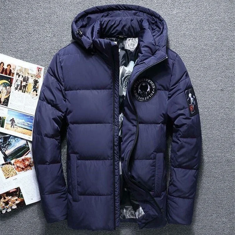 Short Men’s Down Coat Europe Men White Duck Down Red Men's Coats Winter Hooded Men's Clothing Free Shipping New Parka Winter Man
