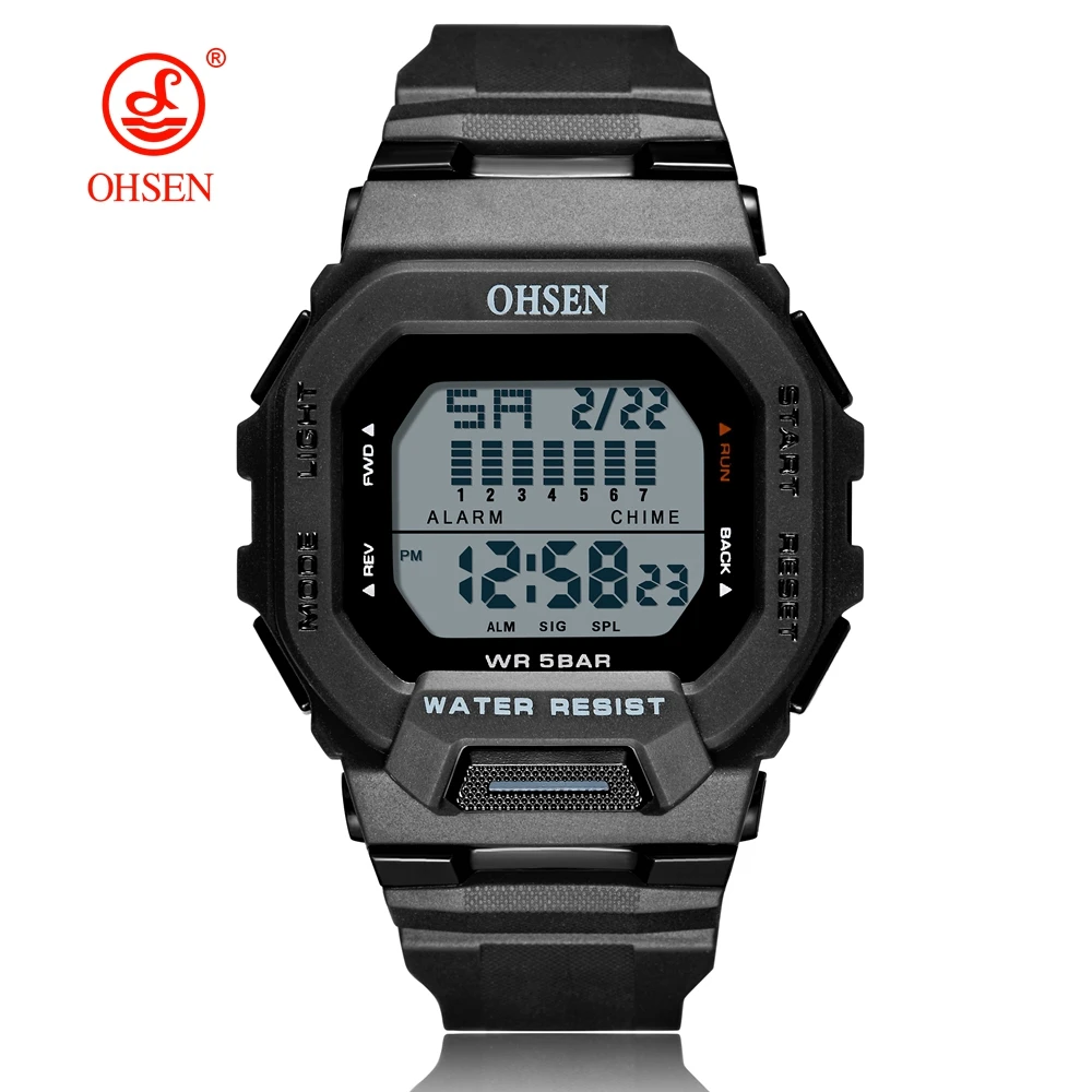 Stylish Green Sports Digital Watch - 5ATM Water Resistant Men's Wristwatch